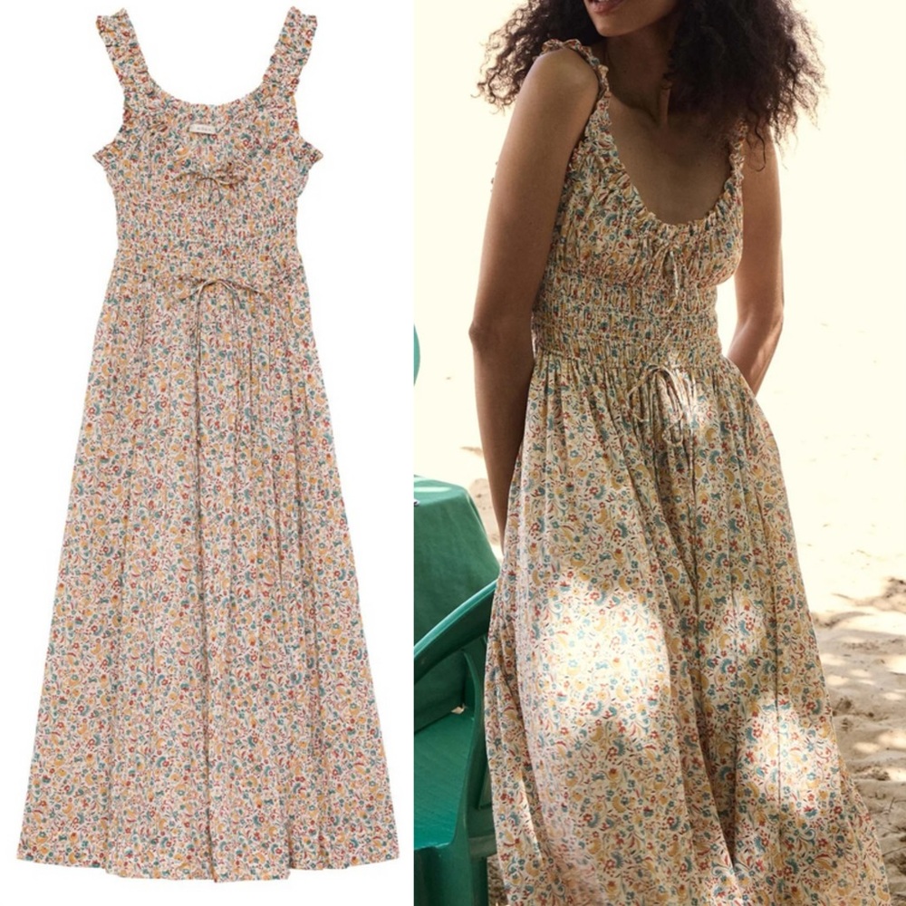 Doen Floral Maxi Dress in Cream with Multicolor Print